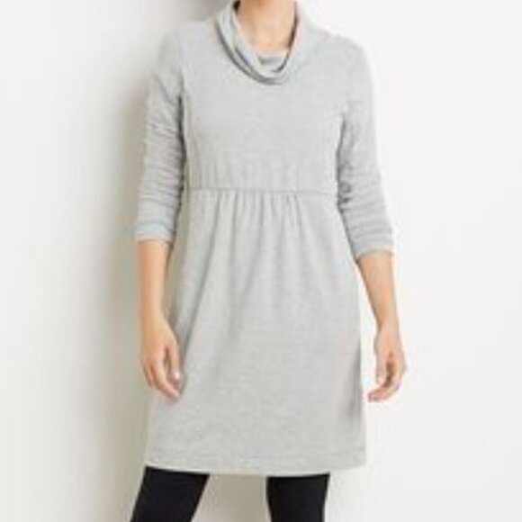 J. JILL Size X-Large Heather Gray Long Sleeve Cowl Neck Dress Soft Stretch - Picture 1 of 8